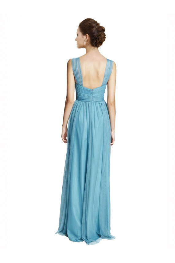 Buy Floor Length Inverted V-Neck Tulle Bridesmaids Dress UK