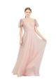 Buy Long V-Neck Flutter Sleeves Tulle Bridesmaid Dress UK
