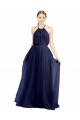 Buy Long A-Line High Neck Halter Tulle Bridesmaid Dress UK