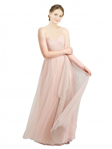 Buy Long Floor Length Sweetheart Pleated Tulle Bridesmaid Dress UK