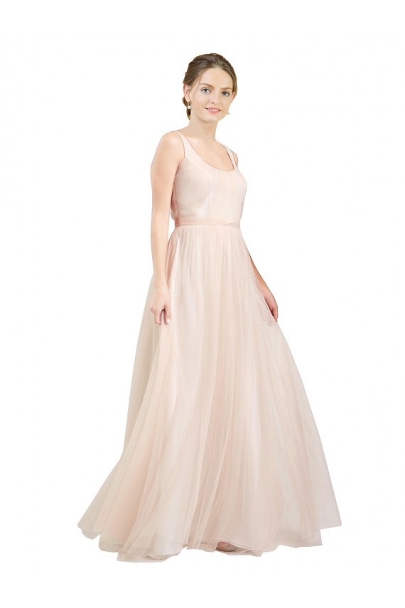 Buy Scooped Neckline Long Tulle Bridesmaid Dress with Open Back UK