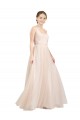 Buy Scooped Neckline Long Tulle Bridesmaid Dress with Open Back UK