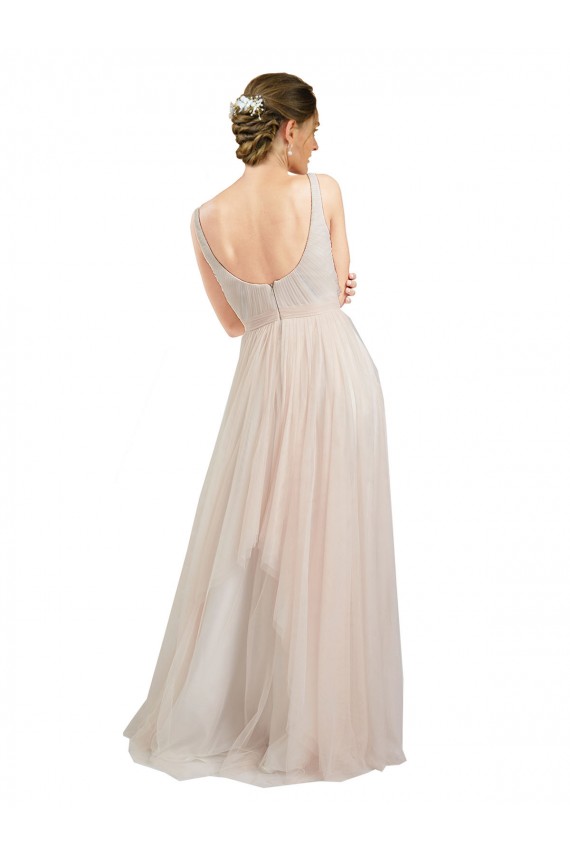 Buy Scooped Neckline Long Tulle Bridesmaid Dress with Open Back UK