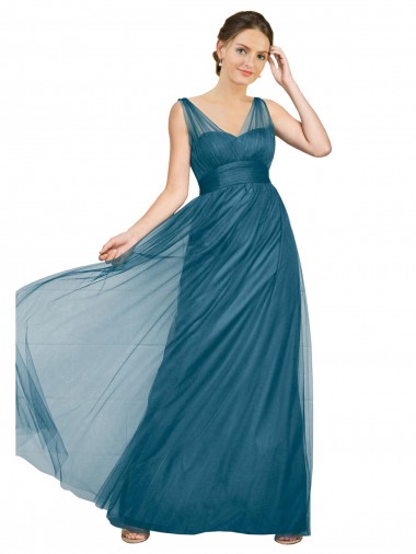 Buy Long V-Neck Soft Tulle Bridesmaid Dress UK