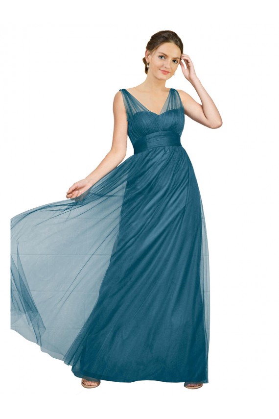 Buy Long V-Neck Soft Tulle Bridesmaid Dress UK