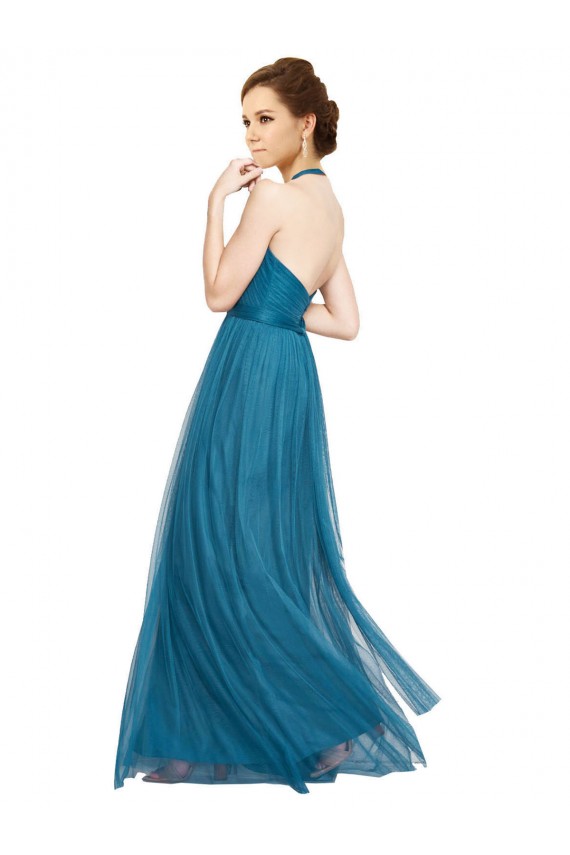 Buy High Neck Halter Pleated A-Line Tulle Bridesmaid Dress UK