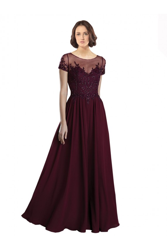 Buy Full Length Beaded and Embroidered Tulle Bodice Long Chiffon Bridesmaid Dress UK