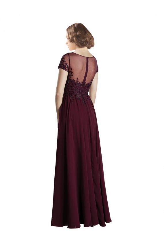 Buy Full Length Beaded and Embroidered Tulle Bodice Long Chiffon Bridesmaid Dress UK