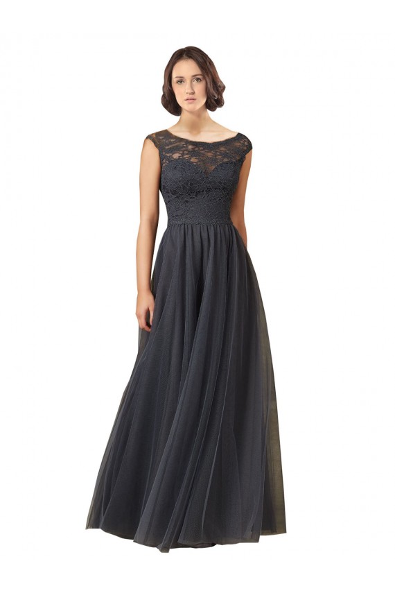 Buy Long Bateau Tulle Bridesmaid Dress with Lace Bodice UK