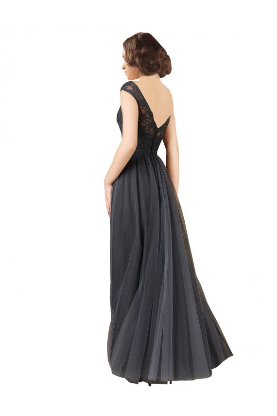 Buy Long Bateau Tulle Bridesmaid Dress with Lace Bodice UK