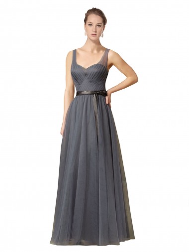 Buy Sweetheart Long Tulle Bridesmaid Dress with Sash UK