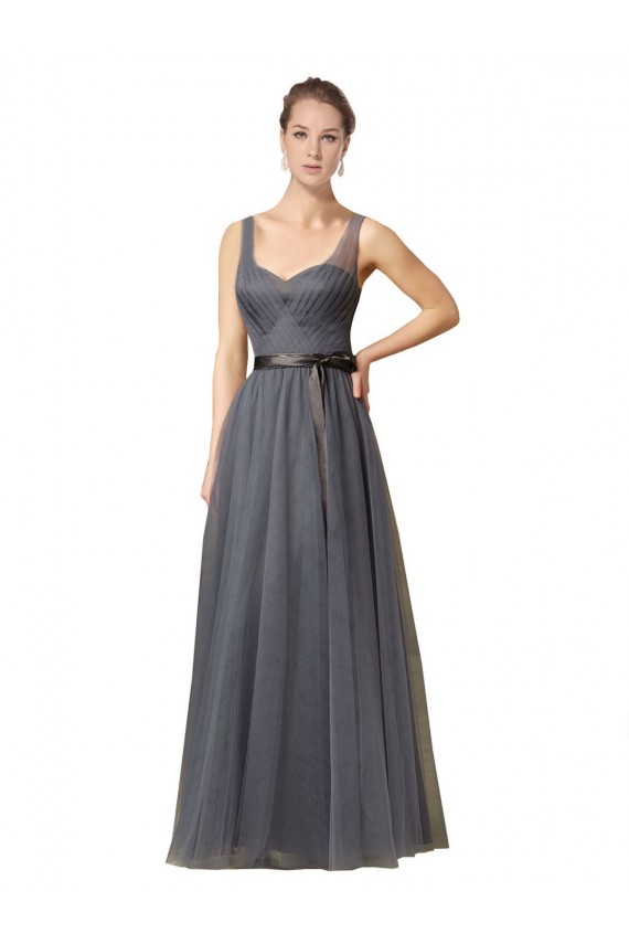 Buy Sweetheart Long Tulle Bridesmaid Dress with Sash UK
