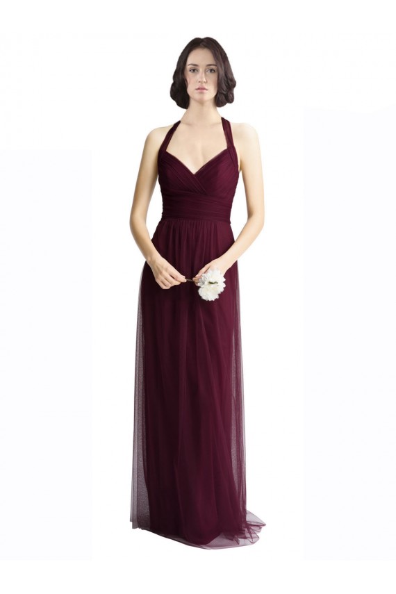 Buy Long Tulle Bridesmaid Dress with Criss-Cross Bodice and Self Straps UK