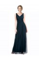 Buy Full Length Long Tulle Bridesmaid Dress with V-Neck Criss-Cross Ruched Top UK