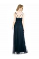 Buy Full Length Long Tulle Bridesmaid Dress with V-Neck Criss-Cross Ruched Top UK