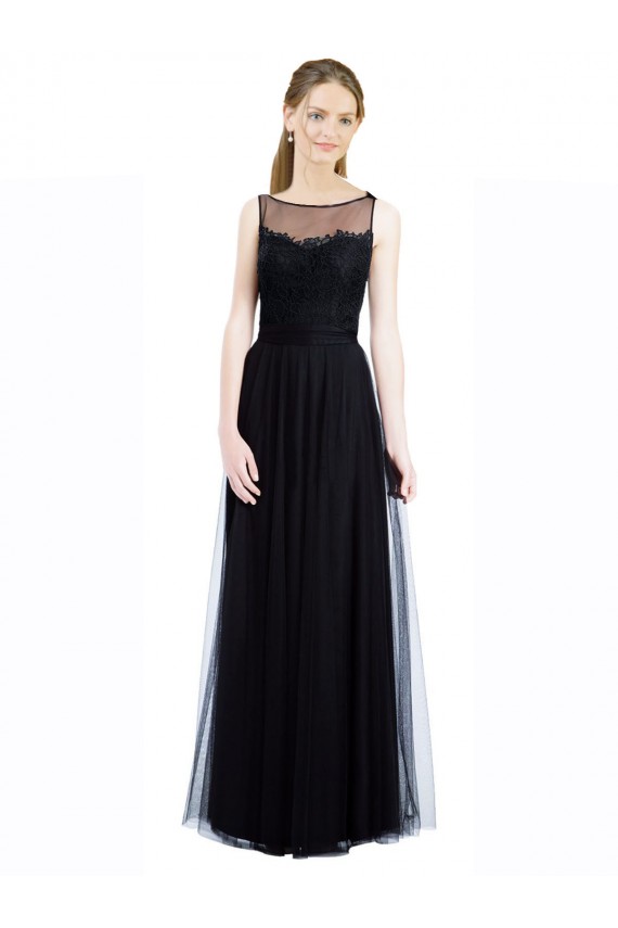 Buy Full Length Tulle Bridesmaid Dress with Lace Bodice and Soft Tulle Illusion Top UK