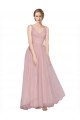 Buy Long Floor Length Wide Strap Plunge Cross Over Neckline Tulle Bridesmaid Dress UK