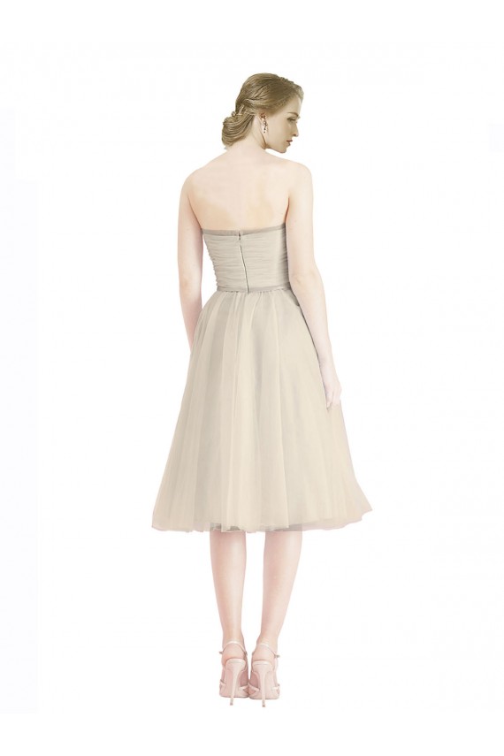 Buy Strapless Short Cocktail Length Tulle Cocktail Bridesmaid Dress with Pleats UK