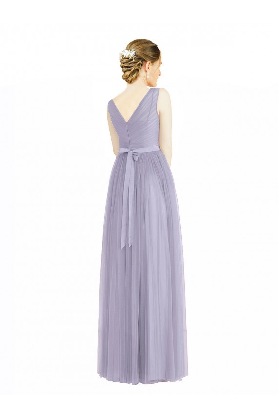 Buy Wide Straps V-Neck Long Tulle Bridesmaids with Belt UK