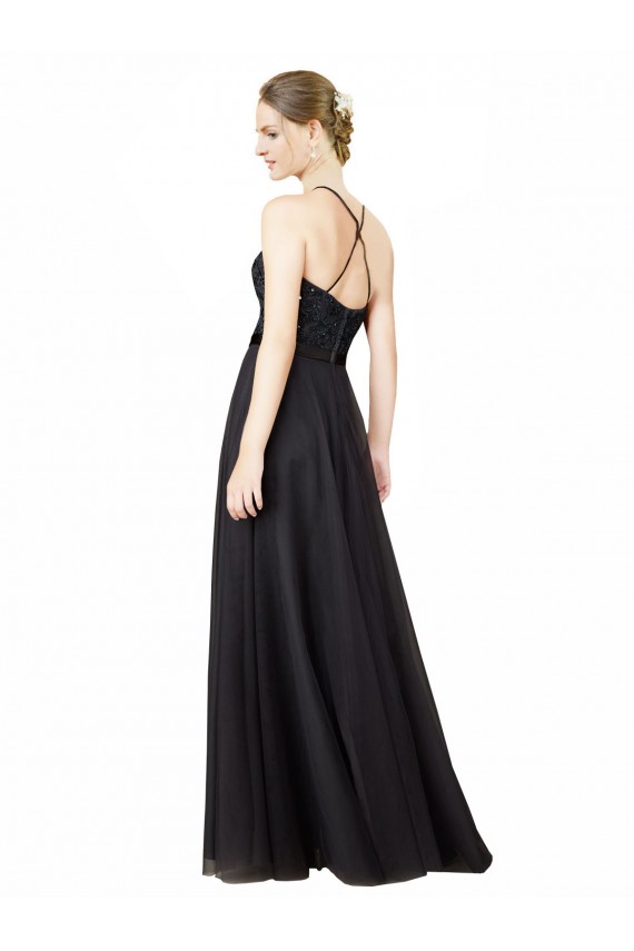 Buy Sweetheart Neckline Long Sleeveless Tulle Bridesmaid Dress with Lace Bodice UK