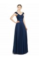 Buy Ruched Sweetheart Long A-Line Tulle Bridesmaid Dress with Wide Straps and Tie Back UK