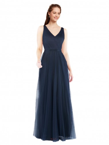 Buy V-Neck Soft and Simple Tulle Bridesmaid Dress UK