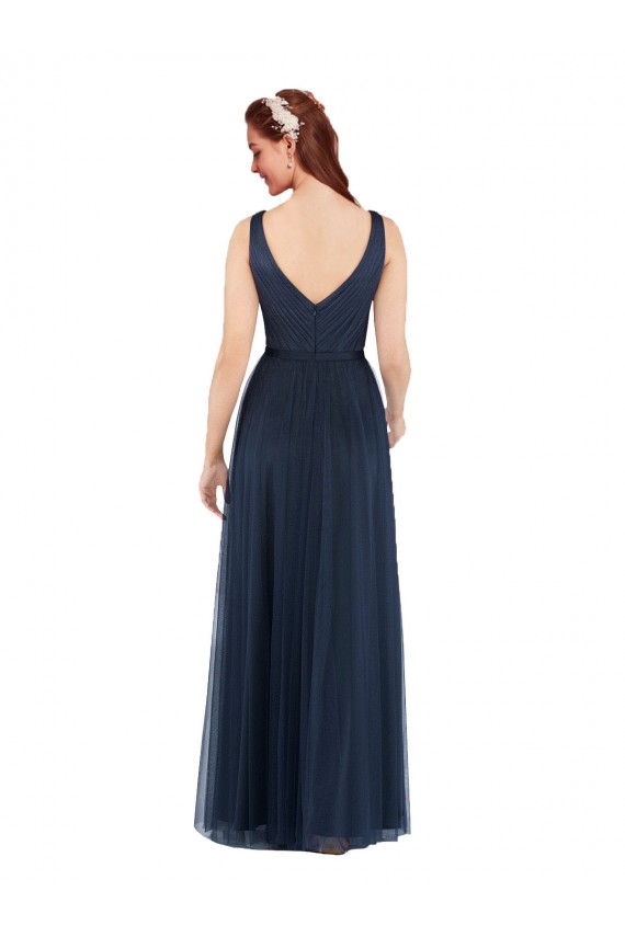Buy V-Neck Soft and Simple Tulle Bridesmaid Dress UK