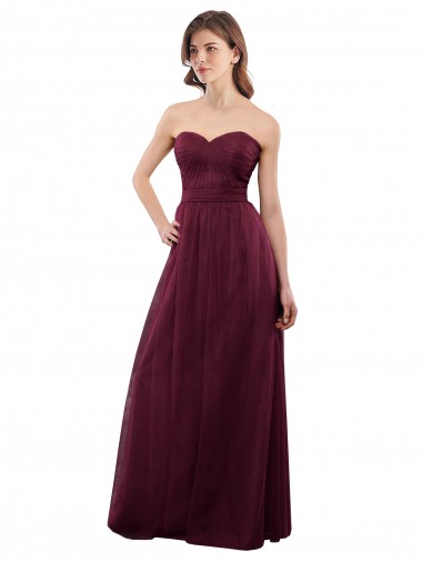 Buy Strapless Tulle A-line bridesmaid dress with pleated top UK