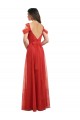 Buy Cold Shoulder Pleated Wrap Tulle Bridesmaid Dress with Low V-Back UK