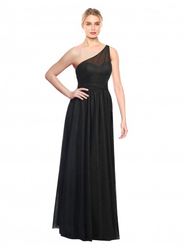 Buy Ruched One Shoulder Tulle A-Line Bridesmaid Dress UK
