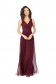 Buy Long A-Line V-Neck Tulle Bridesmaid Dress UK
