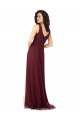 Buy Long A-Line V-Neck Tulle Bridesmaid Dress UK