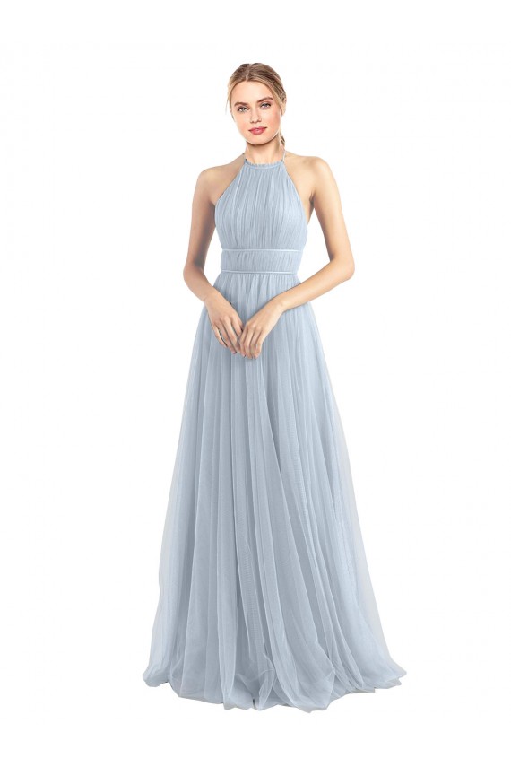 Buy Halter Neckline Slim A-Line Tulle Bridesmaid Dress UK