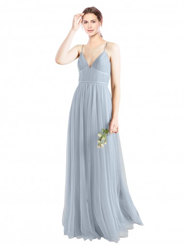 Buy Spaghetti Straps V-Neck Slim A-Line Tulle Bridesmaid Dress UK