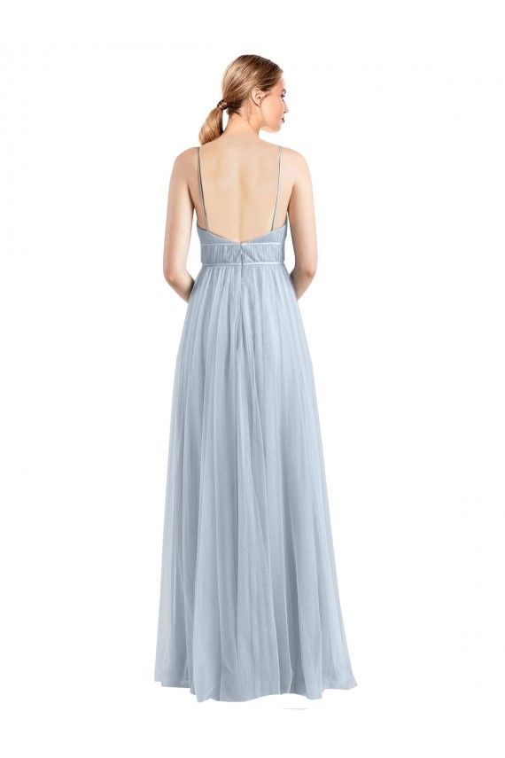 Buy Spaghetti Straps V-Neck Slim A-Line Tulle Bridesmaid Dress UK