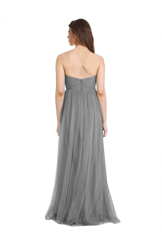 Buy Shirred Strapless Bodice Long Tulle Bridesmaid Dress with Sweetheart Neckline UK