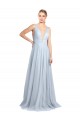 Buy Plunging Deep V-Neck Long Tulle Bridesmaid Dress with V-Back UK