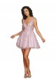 Buy Sleeveless V-Neckline Short Cocktail Dress with Embellished Lace Appliques UK
