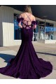 Buy Cold Shoulder Sleeveless Long Court Train Velvet Sequin Prom Dress UK