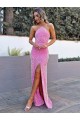 Buy Halter Sleeveless Long Floor Length Velvet Sequin Prom Dress with Slit UK