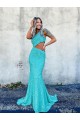 Buy Mermaid One Shoulder Sleeveless Long Sweep Train Velvet Sequin Prom Dress UK