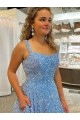 Buy A-Line Scoop Sleeveless Long Court Train Velvet Sequin Prom Dress UK