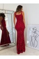 Buy Square Neck Sleeveless Long Velvet Sequin Prom Dress with Slit UK