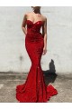 Buy Mermaid Sweetheart Sleeveless Long Court Train Velvet Sequin Prom Dress UK