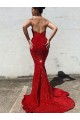 Buy Mermaid Sweetheart Sleeveless Long Court Train Velvet Sequin Prom Dress UK