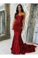 Buy Sweetheart Sleeveless Long Court Train Velvet Sequin Prom Dress UK