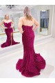 Buy Long Sweetheart Sleeveless Sweep Train Velvet Sequin Prom Dress with Slit UK