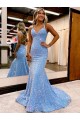 Buy Criss Cross Open Back V-Neck Sleeveless Long Velvet Sequin Prom Dress UK