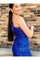 Buy One Shoulder Sleeveless Short Velvet Sequin Royal Blue Homecoming Dress / Prom Dress UK