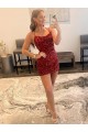 Buy Spaghetti Straps Criss Cross Back Sleeveless Short Velvet Sequin Homecoming Dress / Prom Dress UK